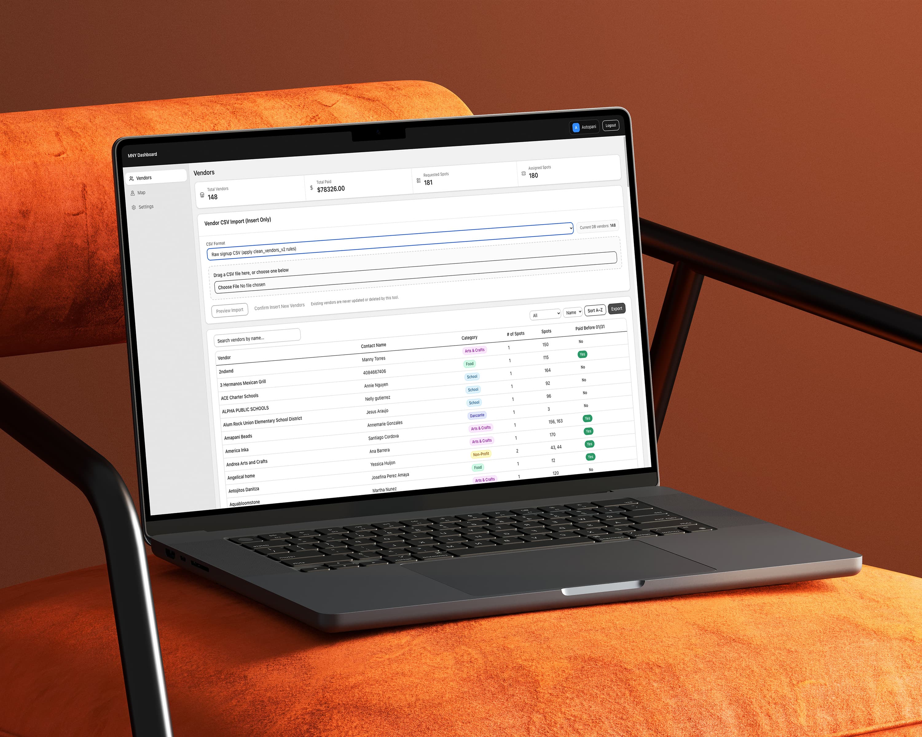 Work 03 — Vendor Management Dashboard detail